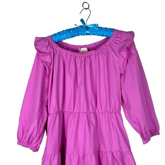 RACHEL PARCELL RUFFLE PUFF SLEEVE OFF THE SHOULDER ORCHID PINK COTTON MINI DRESS - Picture 7 of 15